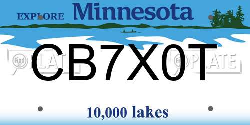 CB7X0T Minnesota License Plate