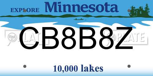 CB8B8Z Minnesota License Plate