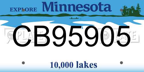 CB95905 Minnesota License Plate