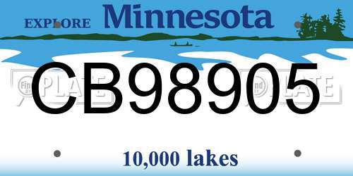 CB98905 Minnesota License Plate