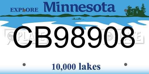 CB98908 Minnesota License Plate