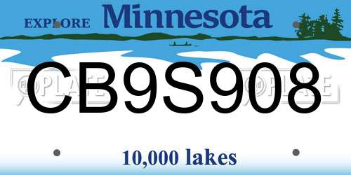 CB9S908 Minnesota License Plate