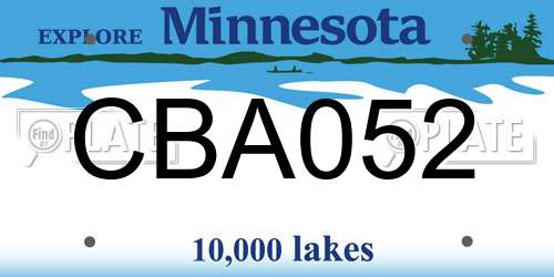 CBA052 Minnesota License Plate