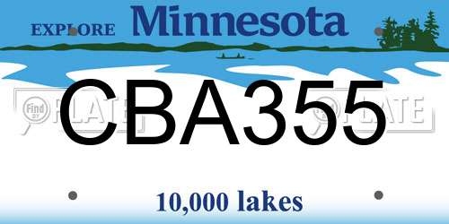CBA355 Minnesota License Plate
