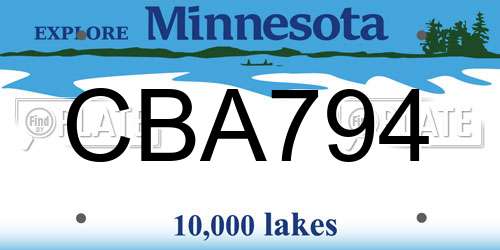 CBA794 Minnesota License Plate