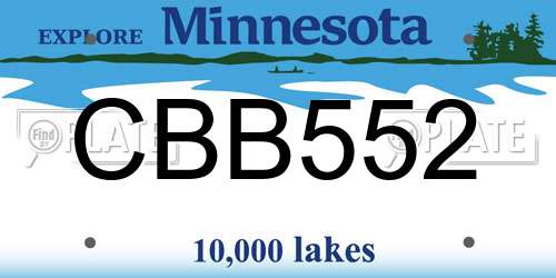 CBB552 Minnesota License Plate