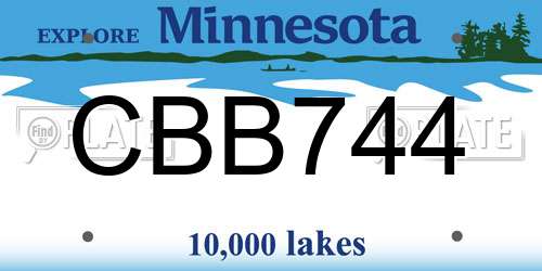 CBB744 Minnesota License Plate