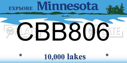 CBB806 Minnesota License Plate