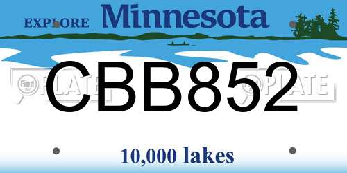 CBB852 Minnesota License Plate