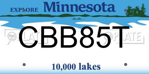 CBB85T Minnesota License Plate
