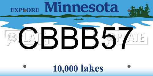 CBBB57 Minnesota License Plate