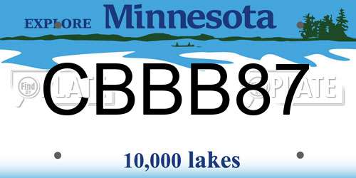 CBBB87 Minnesota License Plate