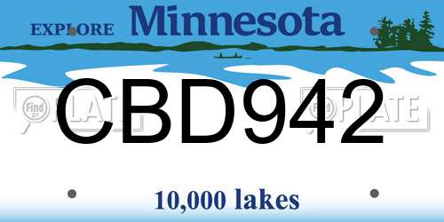 CBD942 Minnesota License Plate