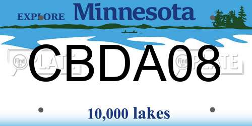 CBDA08 Minnesota License Plate