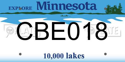 CBE018 Minnesota License Plate