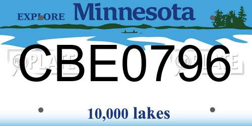 CBE0796 Minnesota License Plate