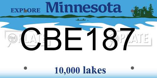 CBE187 Minnesota License Plate