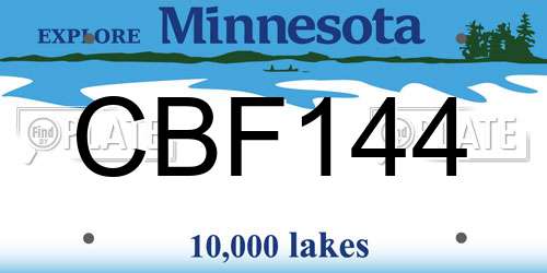 CBF144 Minnesota License Plate