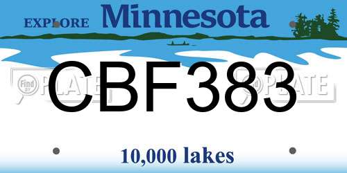 CBF383 Minnesota License Plate