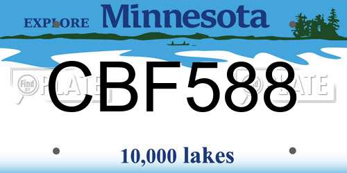 CBF588 Minnesota License Plate
