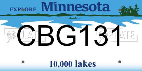 CBG131 Minnesota License Plate