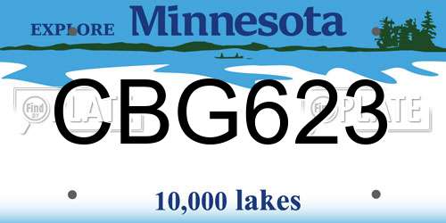 CBG623 Minnesota License Plate