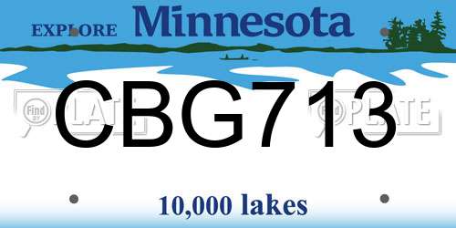 CBG713 Minnesota License Plate