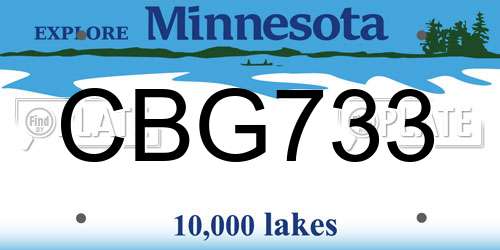 CBG733 Minnesota License Plate
