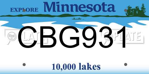 CBG931 Minnesota License Plate
