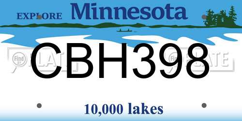 CBH398 Minnesota License Plate