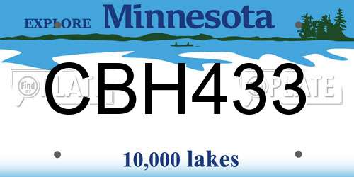 CBH433 Minnesota License Plate