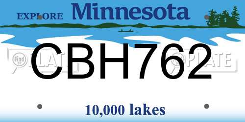 CBH762 Minnesota License Plate