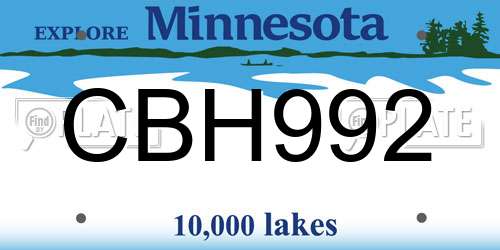 CBH992 Minnesota License Plate