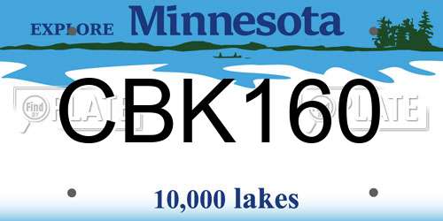 CBK160 Minnesota License Plate