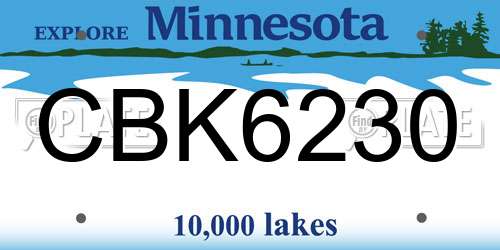 CBK6230 Minnesota License Plate