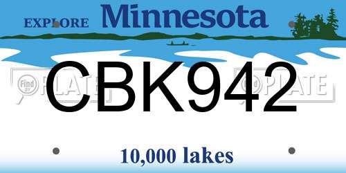 CBK942 Minnesota License Plate