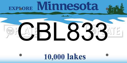 CBL833 Minnesota License Plate