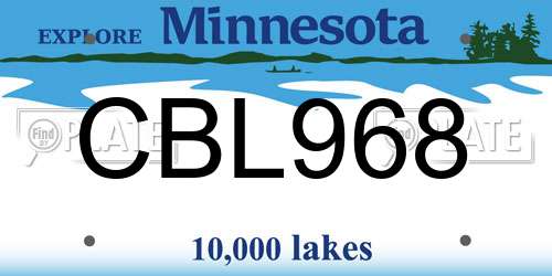 CBL968 Minnesota License Plate