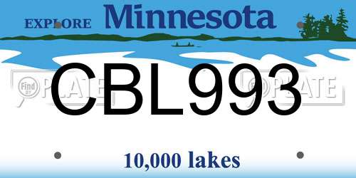 CBL993 Minnesota License Plate