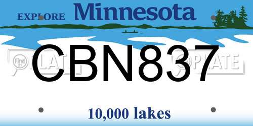 CBN837 Minnesota License Plate