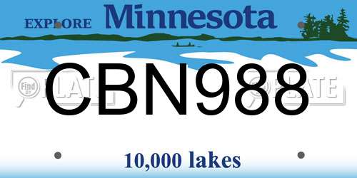 CBN988 Minnesota License Plate
