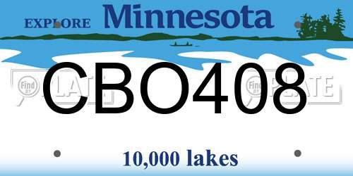 CBO408 Minnesota License Plate