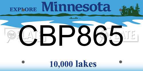 CBP865 Minnesota License Plate