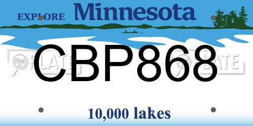 CBP868 Minnesota License Plate