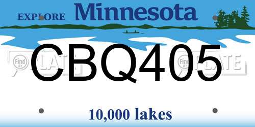 CBQ405 Minnesota License Plate