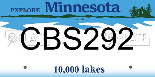 CBS292 Minnesota License Plate