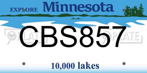 CBS857 Minnesota License Plate