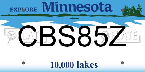 CBS85Z Minnesota License Plate