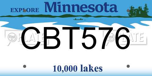 CBT576 Minnesota License Plate