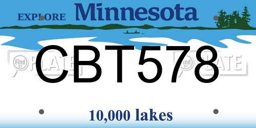 CBT578 Minnesota License Plate